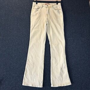 Judy Blue Los Angeles Distressed Tan Flare Jeans Womens Size 7 28 Garment Dyed